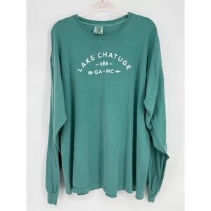 Comfort Colors Lake Chatuge GA NC Long Sleeve Graphic T-Shirt Green Mens 2XL